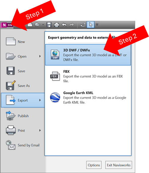 Navisworks Simulate - How to export to DWF