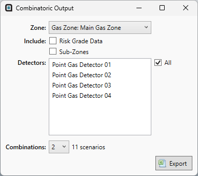 Detect3D Combinatoric Output Window