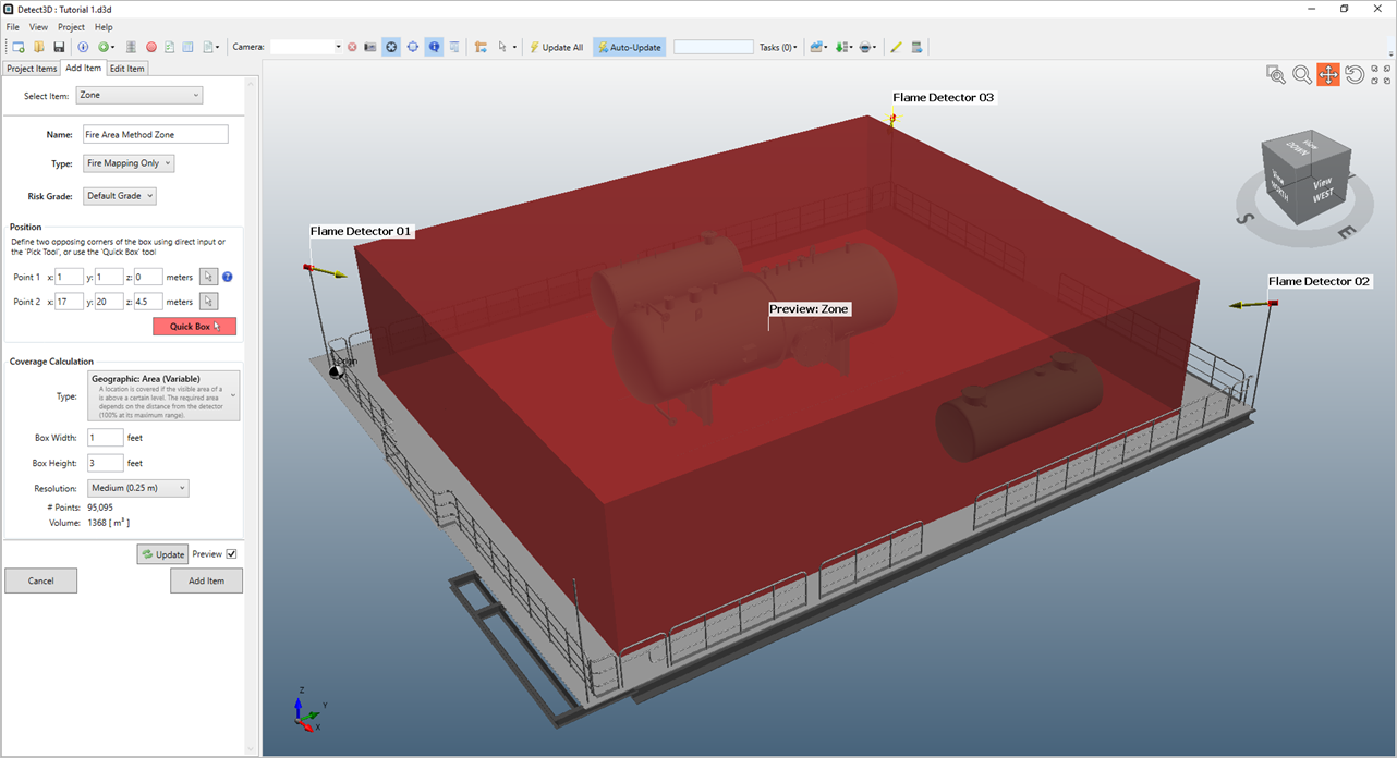 Detect3D Tutorial 13 Preview of Fire Area Method Zone