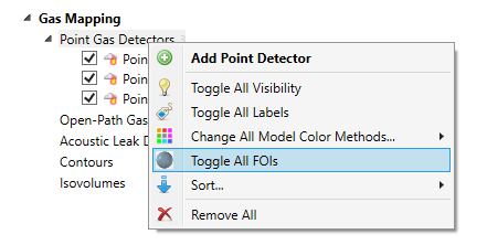Detect3D Fire and Gas Mapping Toggle FOI context menu