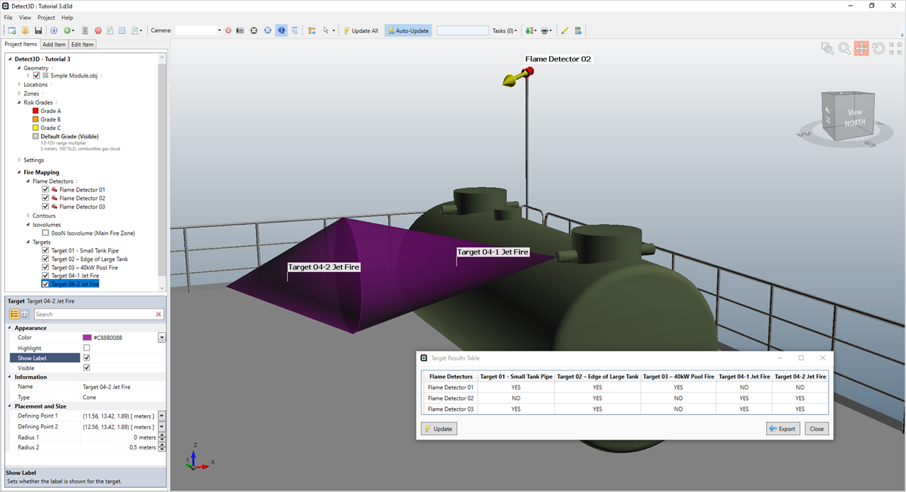 Detect3D Fire and Gas Mapping Jet Fire Target Example