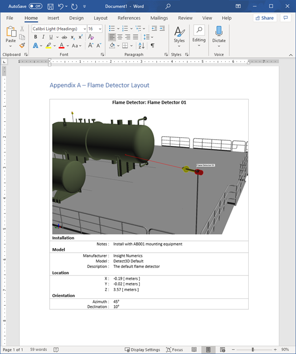 Detect3D Fire and Gas Mapping Layout Report Generation
