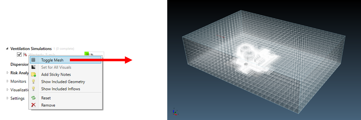 inFlux CFD Ventilation Simulation Auto Mesh Visibility