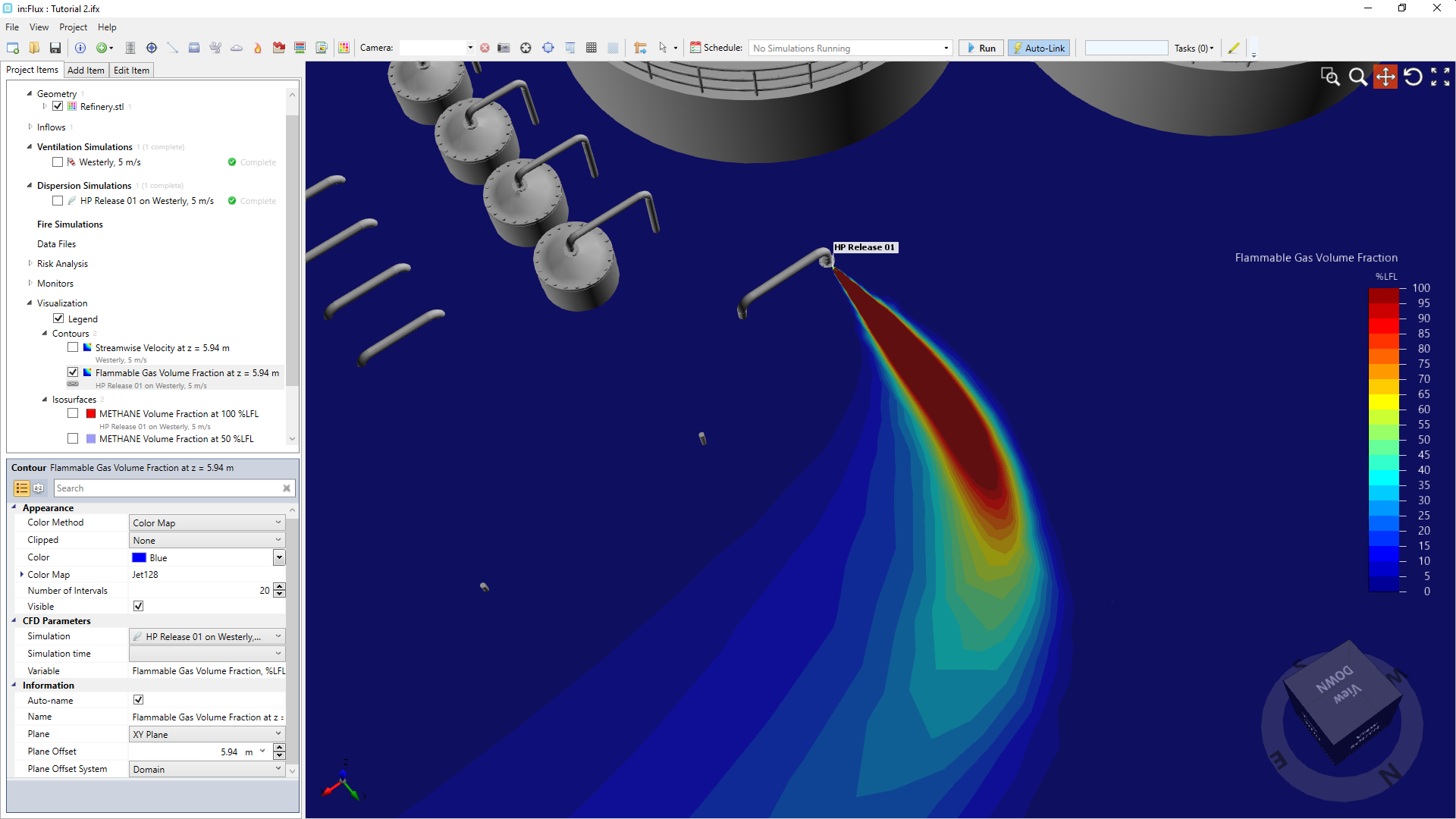inFlux CFD High Pressure Dispersion Results Showing LFL on Contour