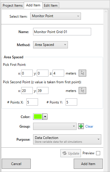 Area Spaced Monitor Points
