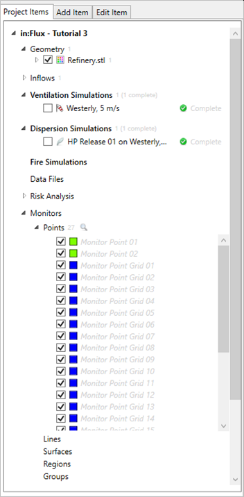 Area Spaced Monitors added to Project Items Tab