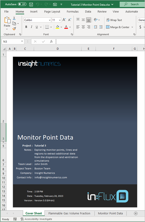  Screenshot of exported excel file from the monitor point data window